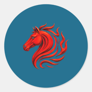 Fire Horse Chinese Zodiac Symbol Classic Round Sticker