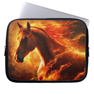 fire horse, horse, animals, flame, fire laptop sleeve