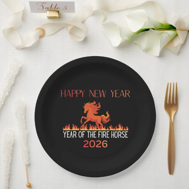 Fire Horse Paper Plate (Wedding)