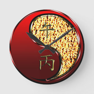 Fire Horse Round Clock