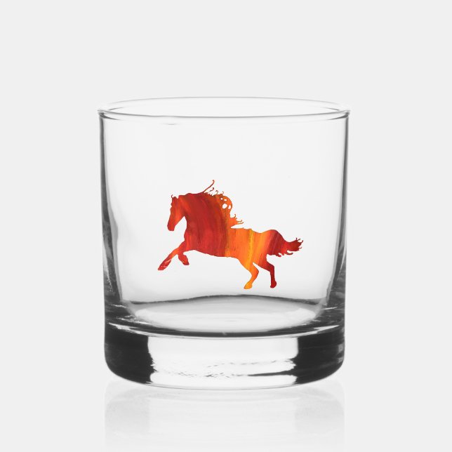 Fire horse Sticker Whiskey Glass (Front)