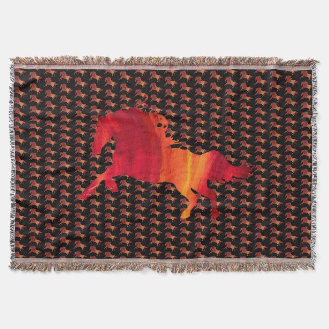 Fire Horse Throw Blanket (Front)