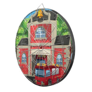 Fire House and Fire Truck Dartboard