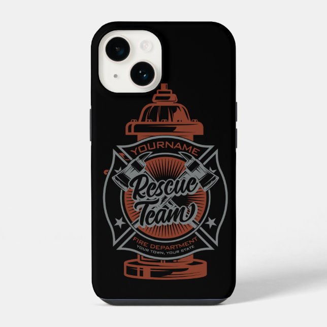 Fire Hydrant ADD NAME Fire Fighter Rescue Team iPhone Case (Back)