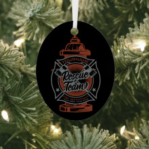 Fire Hydrant ADD NAME Fire Fighter Rescue Team Metal Tree Decoration