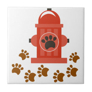 Fire Hydrant and paw prints Tile