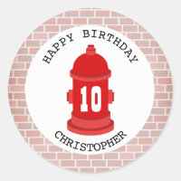 Fire Hydrant + Bricks Birthday Party Sticker