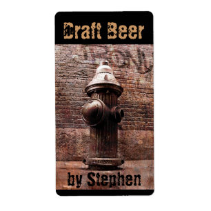 Fire hydrant draught beer bottle label