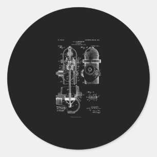 Fire Hydrant Patent Firefighter Gift Men Women Classic Round Sticker