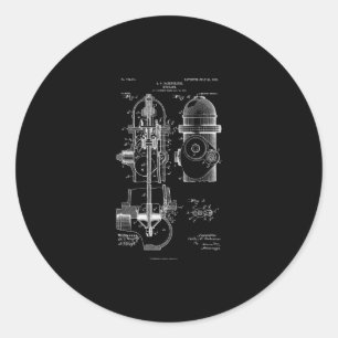 Fire Hydrant Patent Firefighter Gift Men Women Classic Round Sticker