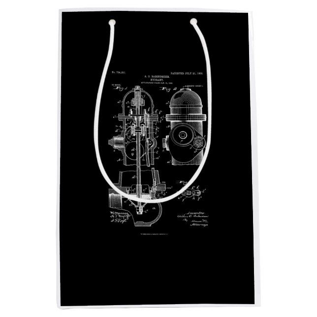 Fire Hydrant Patent Firefighter Gift Men Women Medium Gift Bag (Front)