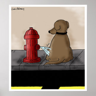 Fire Hydrant Revenge Dog Cartoon Poster