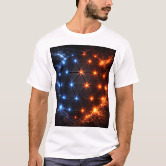 Fire & Ice Energy Sphere – Geometric Light Grid El T-Shirt