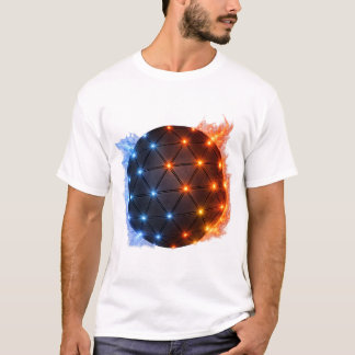 Fire & Ice Energy Sphere – Geometric Light Grid El T-Shirt
