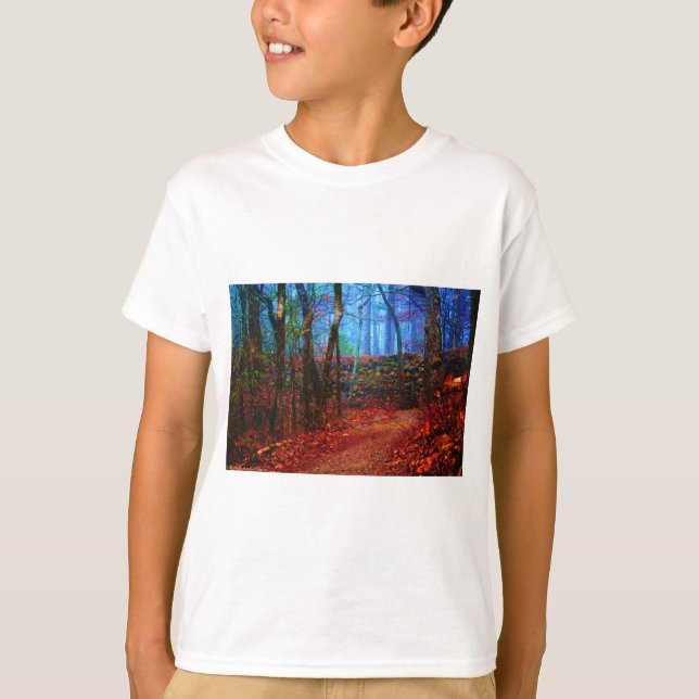 Fire & Ice Forest Oil Painting Gifts Apparel T-Shirt (Front)