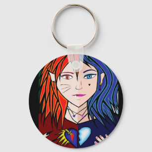 Fire Ice girl anime Key Ring
