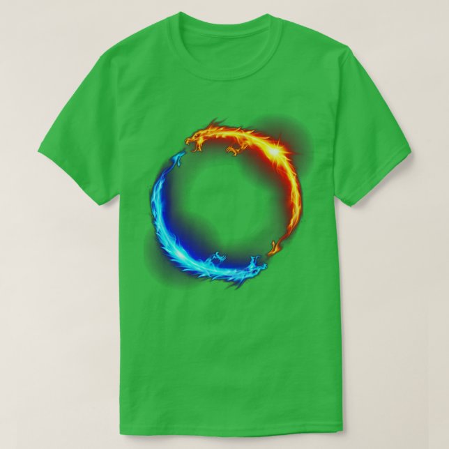 Fire Ice Ring Duelling Dragons Fantasy Infinity My T-Shirt (Design Front)