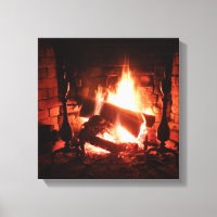 Fire in the Fireplace Canvas