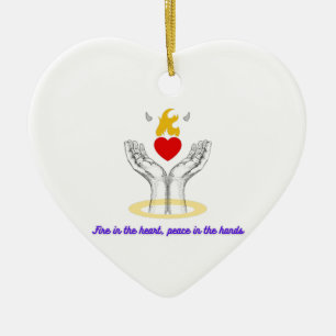 Fire in the Heart, Peace in the Hands Ceramic Tree Decoration