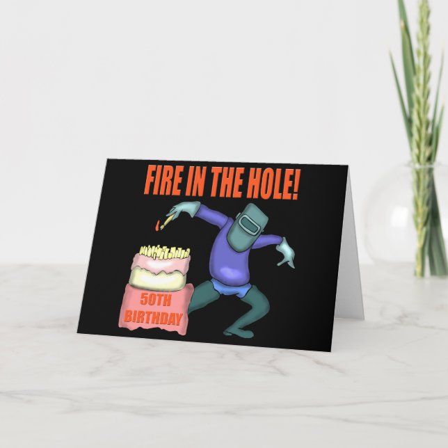 Fire In The Hole 50th Birthday Party Invitations (Front)