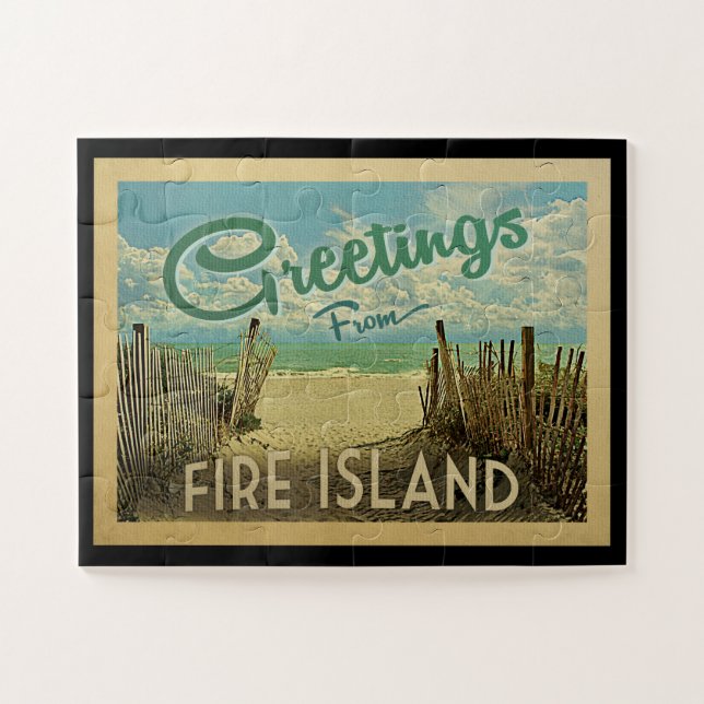 Fire Island Beach Vintage Travel Jigsaw Puzzle (Horizontal)