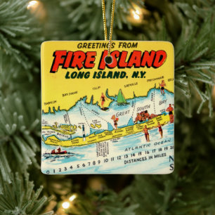 Fire Island Colourful Map Ornament