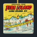 Fire Island Colourful Map Ornament<br><div class="desc">A wonderful vintage postcard map of Fire Island repurposed!</div>