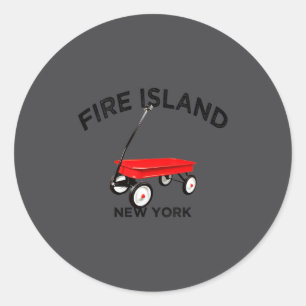 Fire Island Large Version Red Wagon Long Island Ny Classic Round Sticker