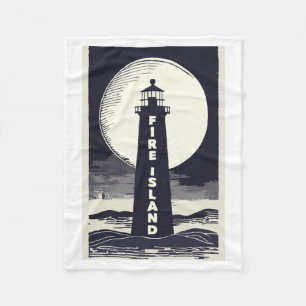 Fire Island Lighthouse New York Moon  Fleece Blanket