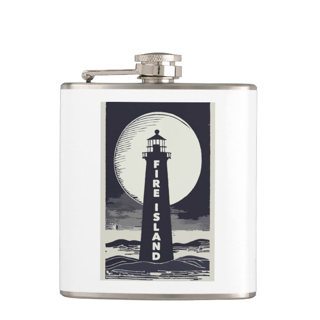 Fire Island Lighthouse New York Moon Hip Flask (Front)