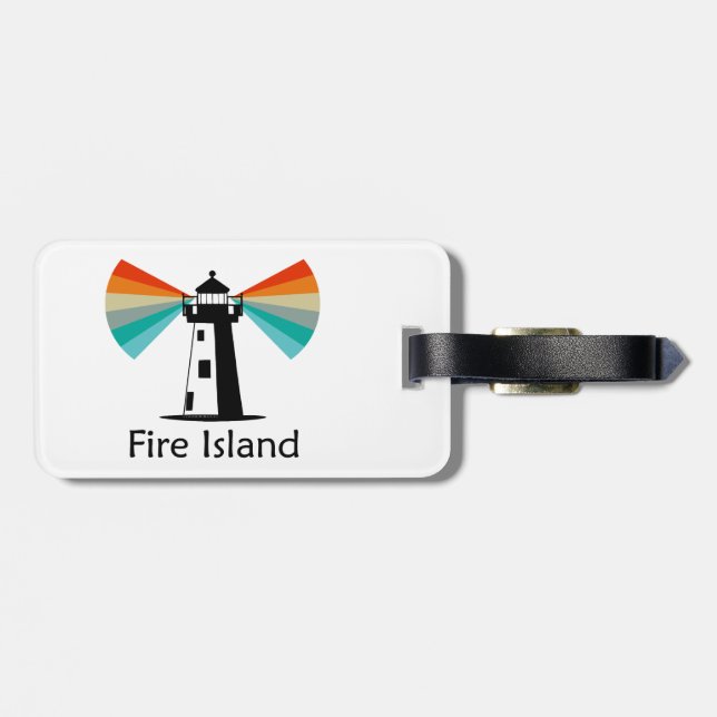 Fire Island Lighthouse Rainbow Luggage Tag (Back Horizontal)