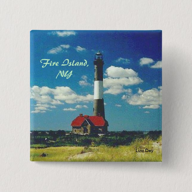 Fire Island Lighthouse Square Button (Front)