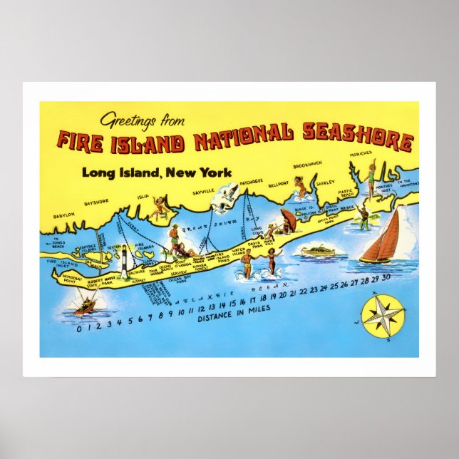 Fire Island Map 20x28 Print (Front)