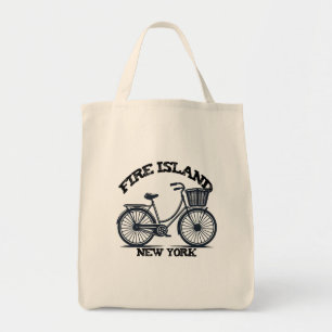 Fire Island New York Blue Bicycle Vintage Vibes Tote Bag