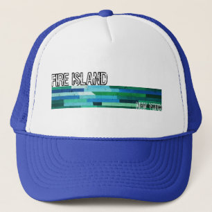 Fire Island NY blue green abstract vintage design Trucker Hat