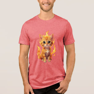 Fire Kitten in Alley T-Shirt Tri-Blend Shirt