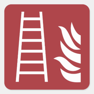 Fire Ladder Safety Sign Square Sticker