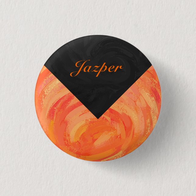 Fire Lake Orange and Black Monogram 3 Cm Round Badge (Front)
