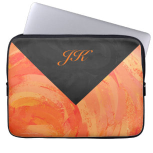 Fire Lake Orange and Black Monogram Laptop Sleeve