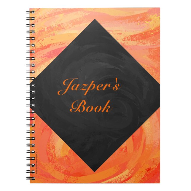 Fire Lake Orange and Black Monogram Spiral Notebook (Front)