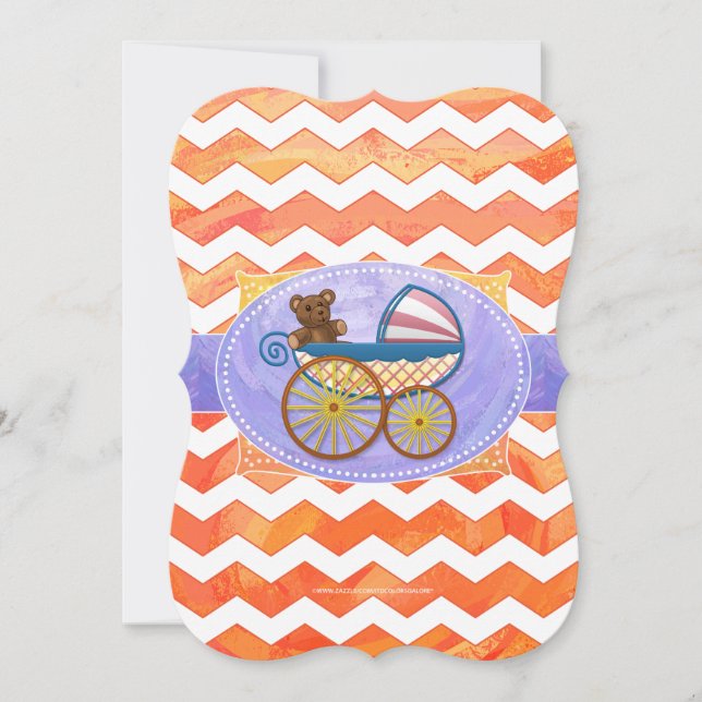 Fire Lake Orange Chevron Baby Invitation (Front)