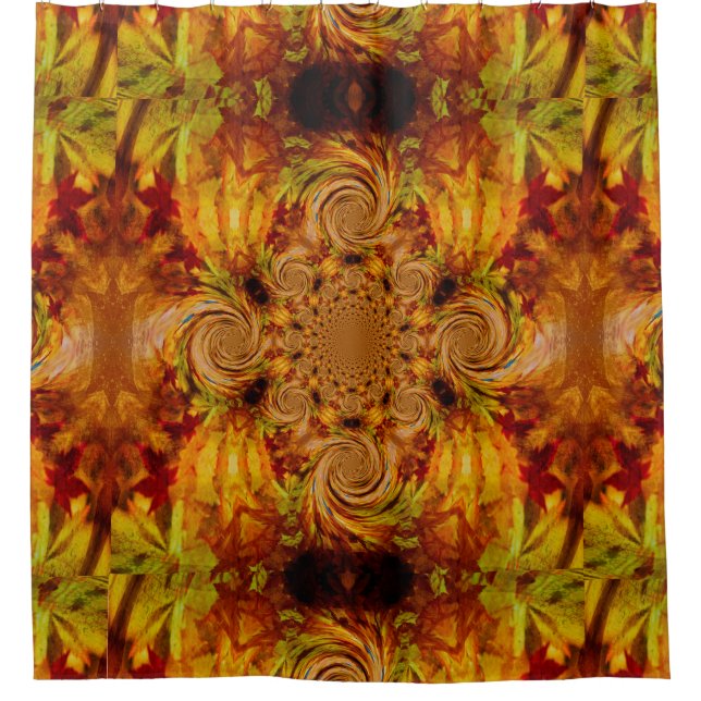Fire Leaf Swirls Shower Curtain (Front)