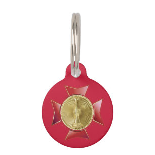 Fire Lieutenant 1 Bugle Maltese Cross Pet Tag