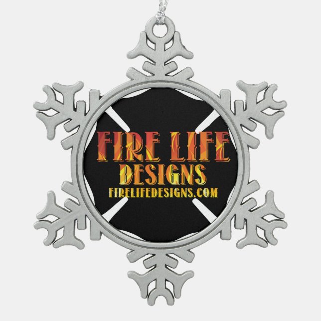 FIRE LIFE DESIGN CO [logo 1] Snowflake Pewter Christmas Ornament (Front)