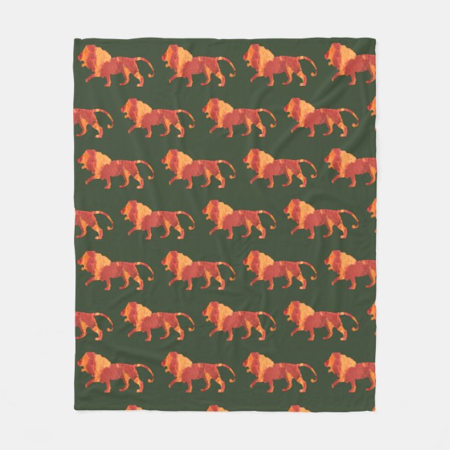 Fire Lion Fleece Blanket (Front)