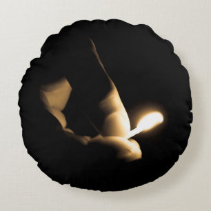 Fire Lit Match Round Cushion