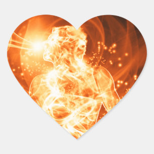 Fire man heart sticker
