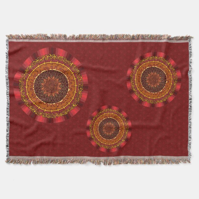 Fire Mandala Throw Blanket (Front)