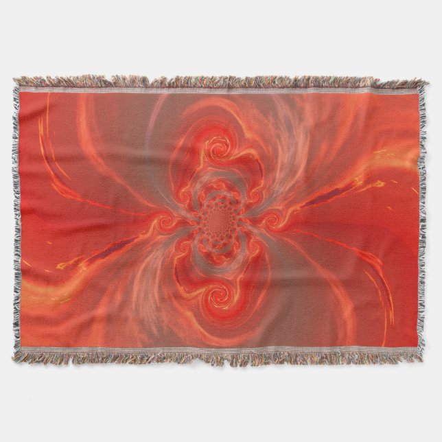 Fire Mating Phoenix Lotus Throw Blanket (Front)