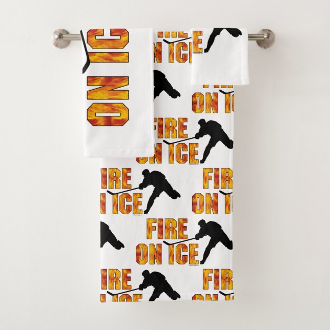 Fire On Ice (hockey) Bath Towel Set (Insitu)